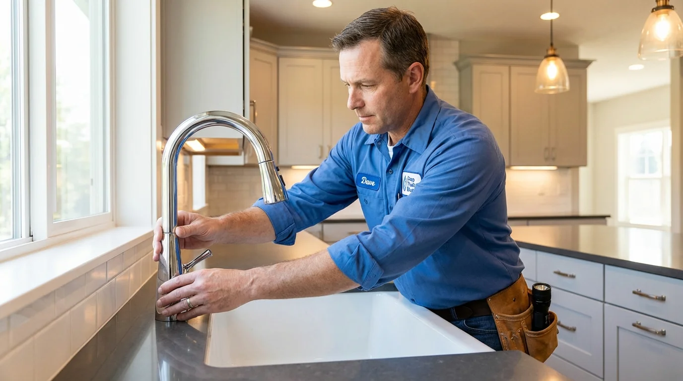 Kitchen faucet installation by Johns Plumbing LLC in Millinocket
