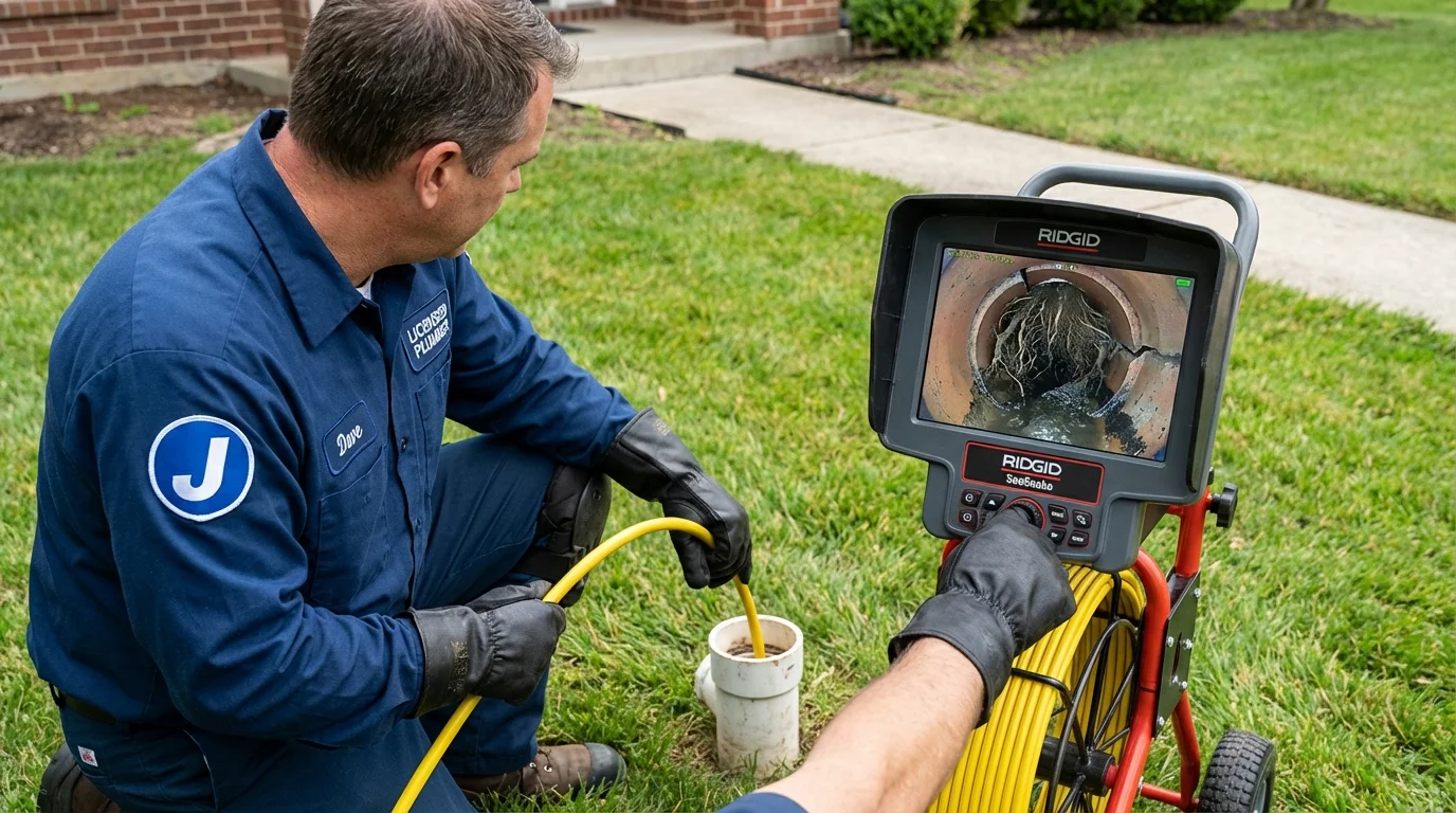 Sewer camera inspection being performed by Johns Plumbing LLC in Millinocket